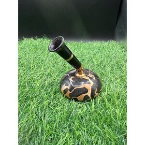 Vintage Sheaffer Fountain Pen Desk Base-Black & Gold Marble,3”Diameter